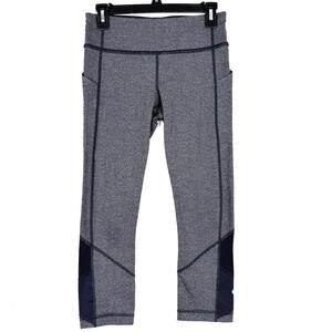 Lululemon Womens 6 Pace Rival Crop Leggings Herringbone Gray Yoga Running Gym